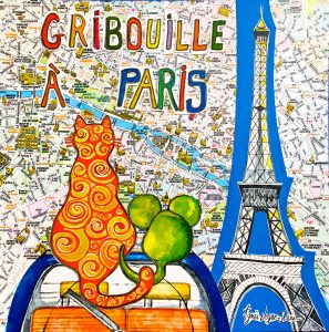 GRIBOUILLE le chat accompagné de Gipsy la souris visitent Paris. Du métro parisien à la Tour Eiffel en passant par l'Arc de Triomphe, Montmartre...